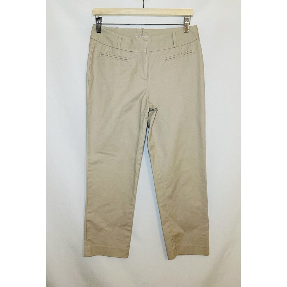 NIC+ZOE Khaki Ankle Crop Straight‎ Leg Trouser Pants Women's 6 NWOT